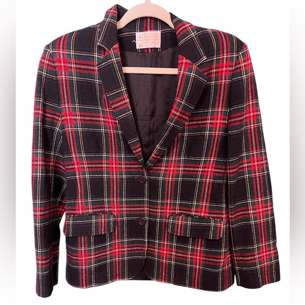 🧥 Rare Vintage Pendleton Plaid Wool Blazer Jacket | Made in USA Pure Virgin Wool